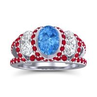 Three Stone Oval Pave Vapra Ring