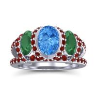 Three Stone Oval Pave Vapra Ring