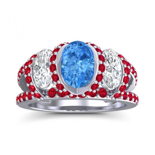 Three Stone Oval Pave Vapra Ring