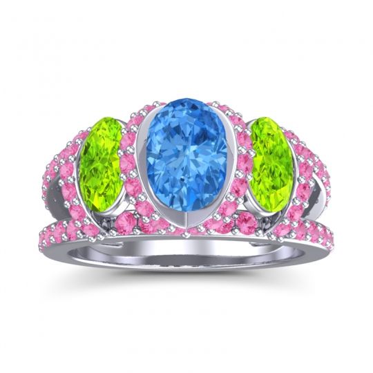 Three Stone Oval Pave Vapra Ring