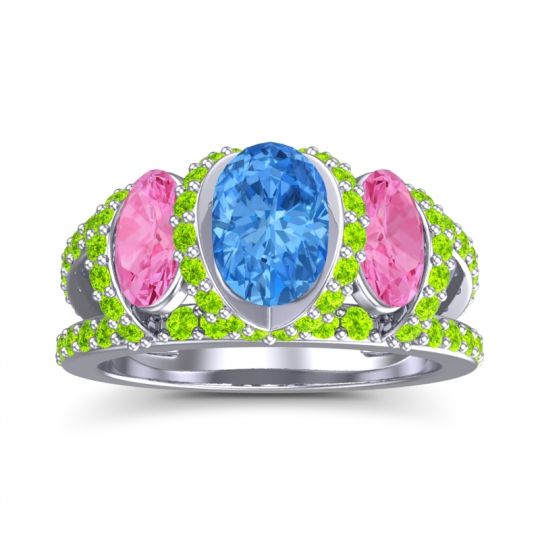 Three Stone Oval Pave Vapra Ring