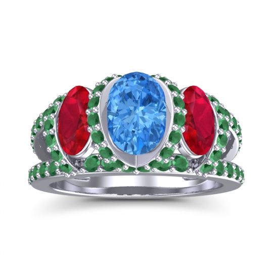 Three Stone Oval Pave Vapra Ring