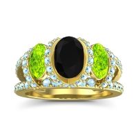 Three Stone Oval Pave Vapra Ring