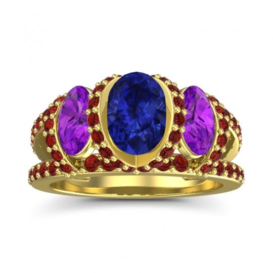 Three Stone Oval Pave Vapra Ring