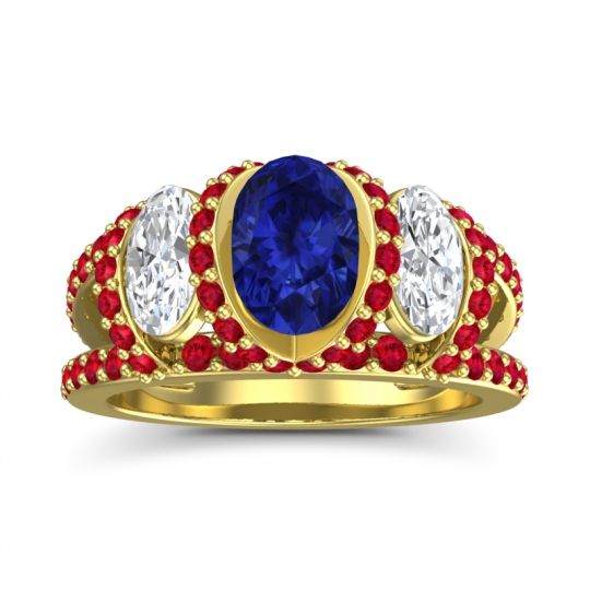 Three Stone Oval Pave Vapra Ring