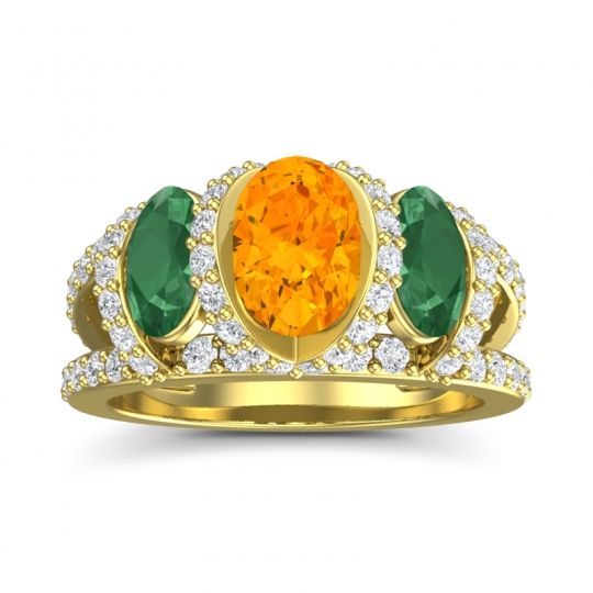 Three Stone Oval Pave Vapra Ring