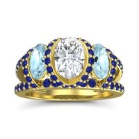 Three Stone Oval Pave Vapra Ring