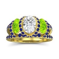 Three Stone Oval Pave Vapra Ring