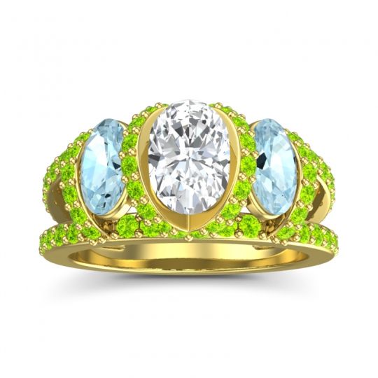 Three Stone Oval Pave Vapra Ring