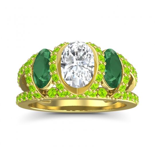 Three Stone Oval Pave Vapra Ring