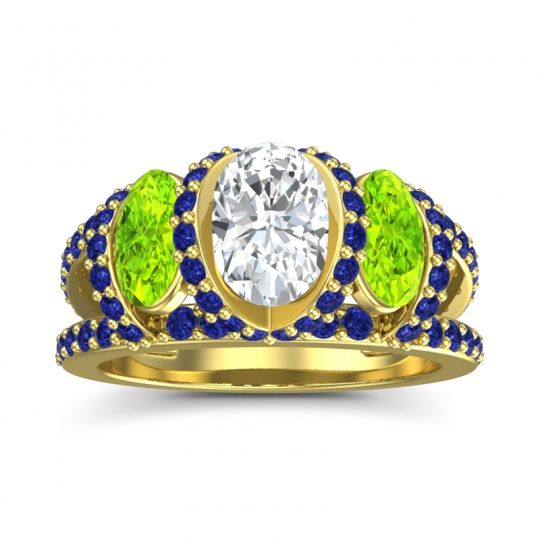 Three Stone Oval Pave Vapra Ring