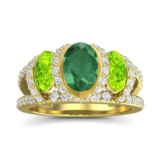 Three Stone Oval Pave Vapra Ring
