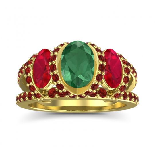 Three Stone Oval Pave Vapra Ring