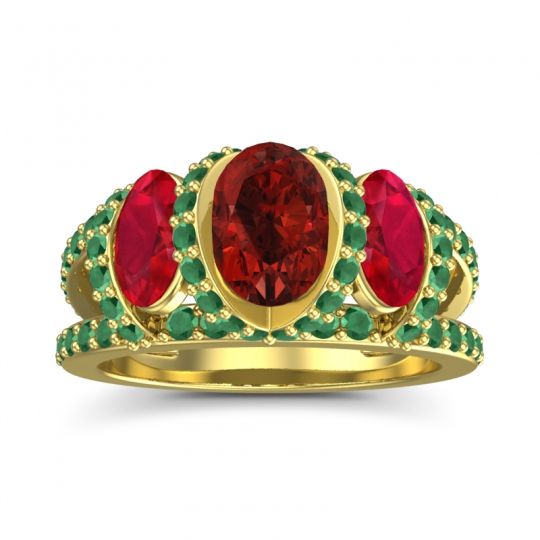 Three Stone Oval Pave Vapra Ring