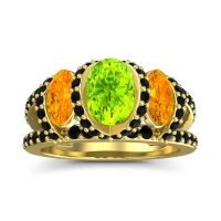 Three Stone Oval Pave Vapra Ring