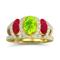 Three Stone Oval Pave Vapra Ring