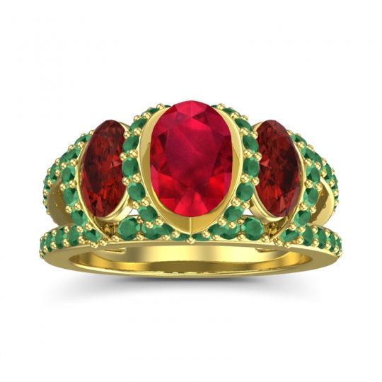 Three Stone Oval Pave Vapra Ring