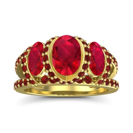 Three Stone Oval Pave Vapra Ring