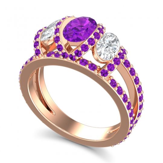 Three Stone Oval Pave Vapra Ring