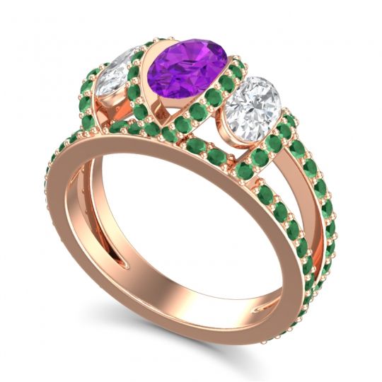 Three Stone Oval Pave Vapra Ring