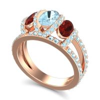 Three Stone Oval Pave Vapra Ring