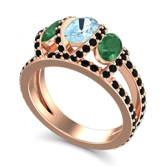 Three Stone Oval Pave Vapra Ring