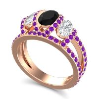 Three Stone Oval Pave Vapra Ring