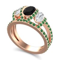 Three Stone Oval Pave Vapra Ring