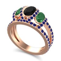 Three Stone Oval Pave Vapra Ring