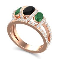 Three Stone Oval Pave Vapra Ring
