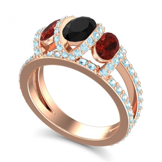 Three Stone Oval Pave Vapra Ring