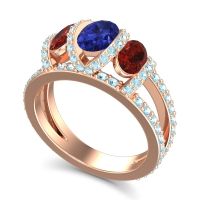 Three Stone Oval Pave Vapra Ring