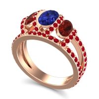 Three Stone Oval Pave Vapra Ring