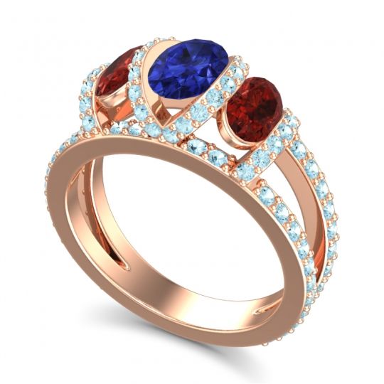 Three Stone Oval Pave Vapra Ring