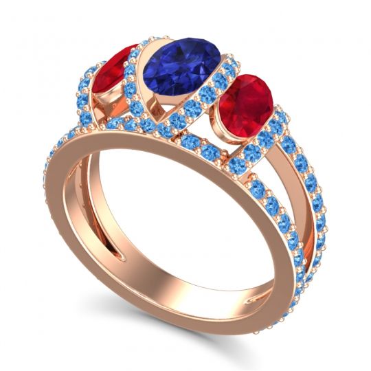 Three Stone Oval Pave Vapra Ring