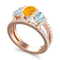 Three Stone Oval Pave Vapra Ring