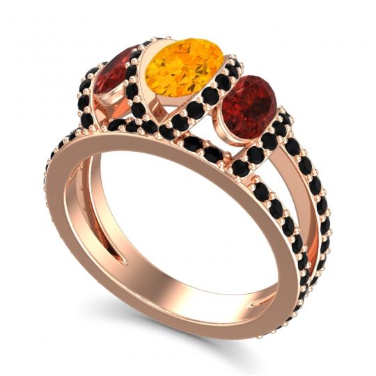 Three Stone Oval Pave Vapra Ring