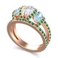 Three Stone Oval Pave Vapra Ring