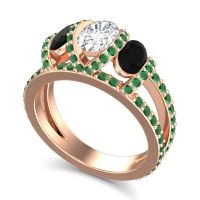 Three Stone Oval Pave Vapra Ring