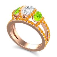 Three Stone Oval Pave Vapra Ring