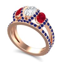 Three Stone Oval Pave Vapra Ring