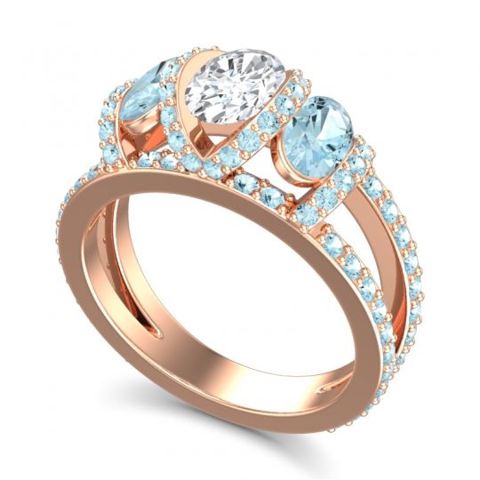 Three Stone Oval Pave Vapra Ring