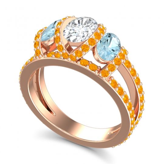 Three Stone Oval Pave Vapra Ring