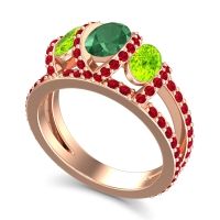 Three Stone Oval Pave Vapra Ring