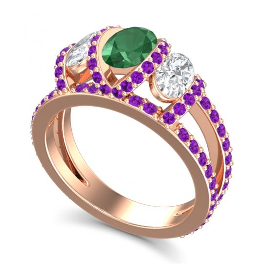 Three Stone Oval Pave Vapra Ring