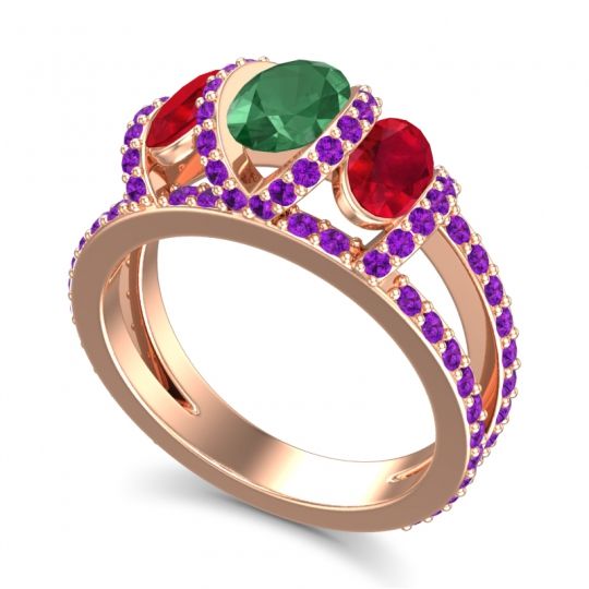 Three Stone Oval Pave Vapra Ring