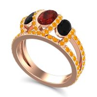 Three Stone Oval Pave Vapra Ring