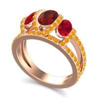 Three Stone Oval Pave Vapra Ring