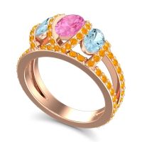 Three Stone Oval Pave Vapra Ring