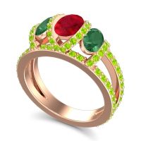 Three Stone Oval Pave Vapra Ring